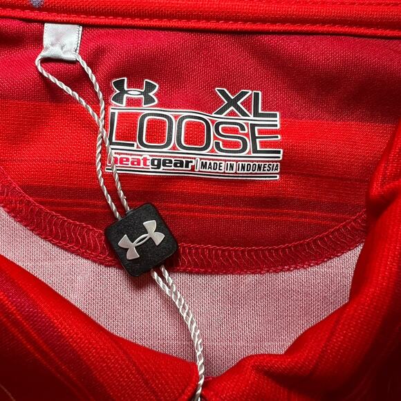 Under Armour UA Polo Men's Size XL Red Striped Shirt Heat Gear Loose Golf NWT - Picture 11 of 16